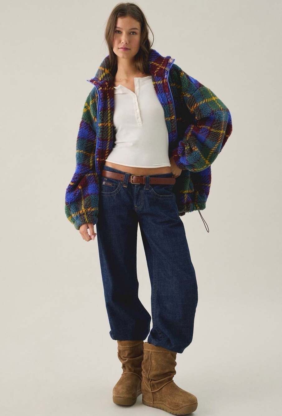 Urban Outfitters Plaid Teddy Fleece Zip Jacket Size Small Nwt - Picture 4 of 5